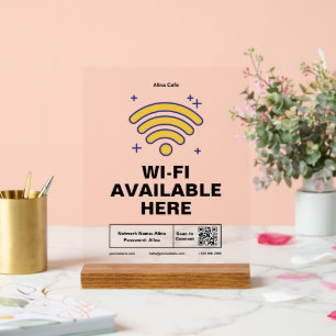 Qr Code Business Name Minimal wifi Details  Acrylic Sign