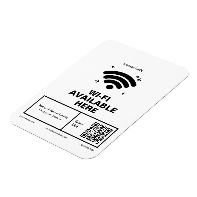 Qr Code Business Name Minimal wifi Details Magnet (Left Side)