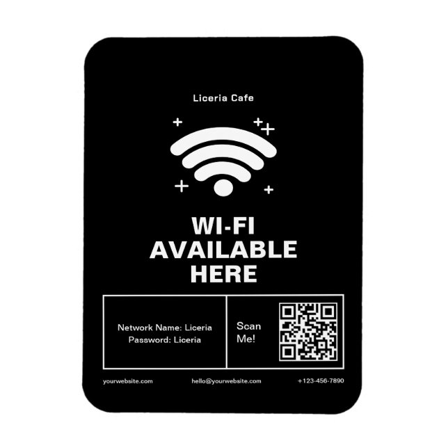 Qr Code Business Name Minimal wifi Details Magnet (Vertical)