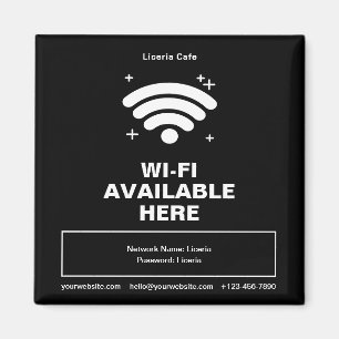 Qr Code Business Name Minimal wifi Details Magnet