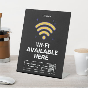 Qr Code Business Name Minimal wifi Details Pedestal Sign