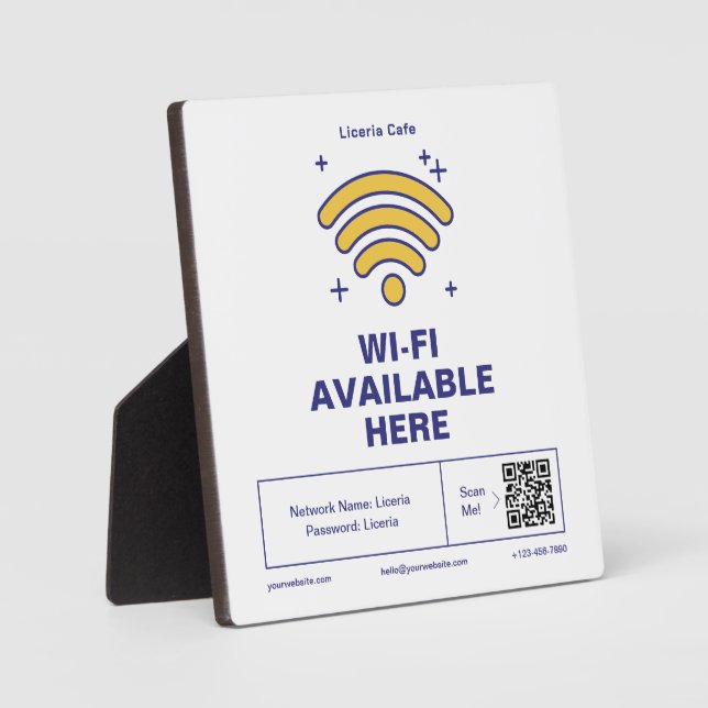 Qr Code Business Name Minimal wifi Details Plaque (Front)