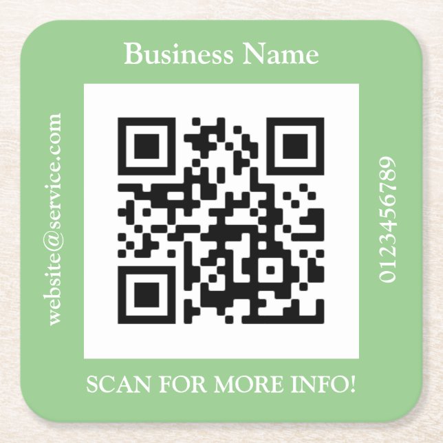 QR Code Business Name, Website Promo, Red Square P Paper Coaster (Front)
