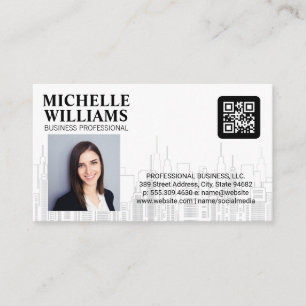 QR Code   Business Person   City Skyline Card