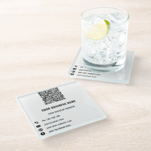 QR Code Business Promotional Glass Coaster Example