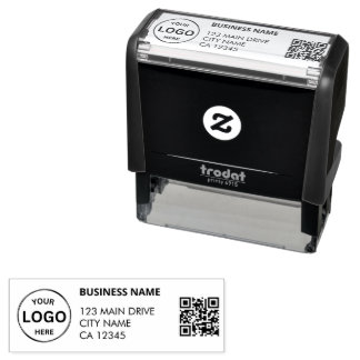 QR Code business Return Address  Professional Logo Self-inking Stamp