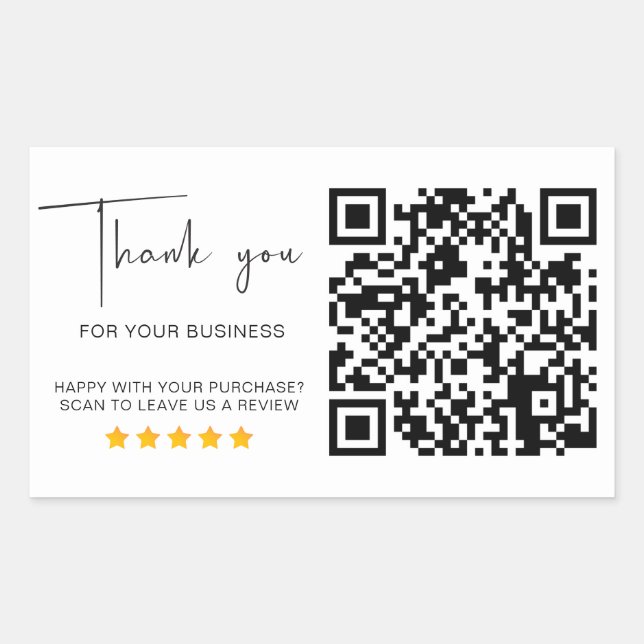 QR Code Business Review 5 Star Review Modern Sticker (Front)