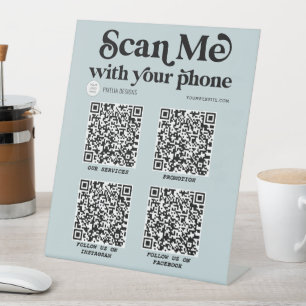 QR code business sign, Modern typography scannable Pedestal Sign