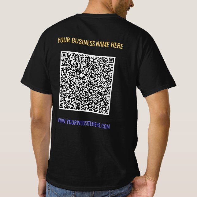 QR Code Business T-Shirt Custom Text and Colours (Back)