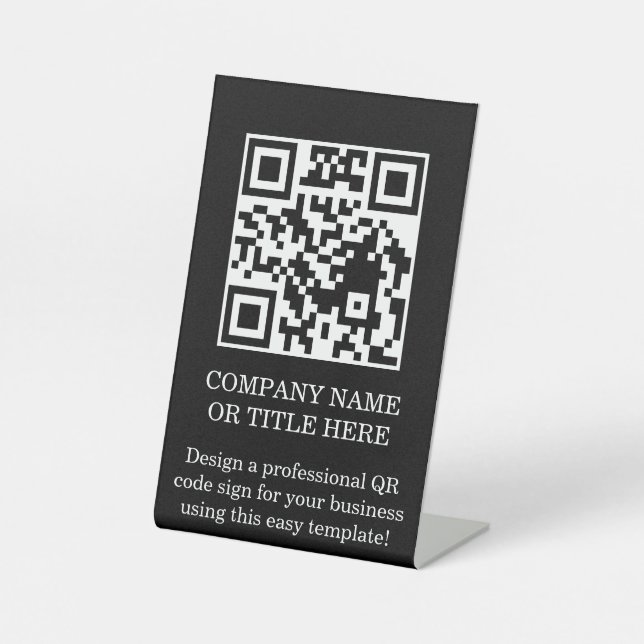 QR Code Business Tabletop Pedestal DIY Sign (Front)