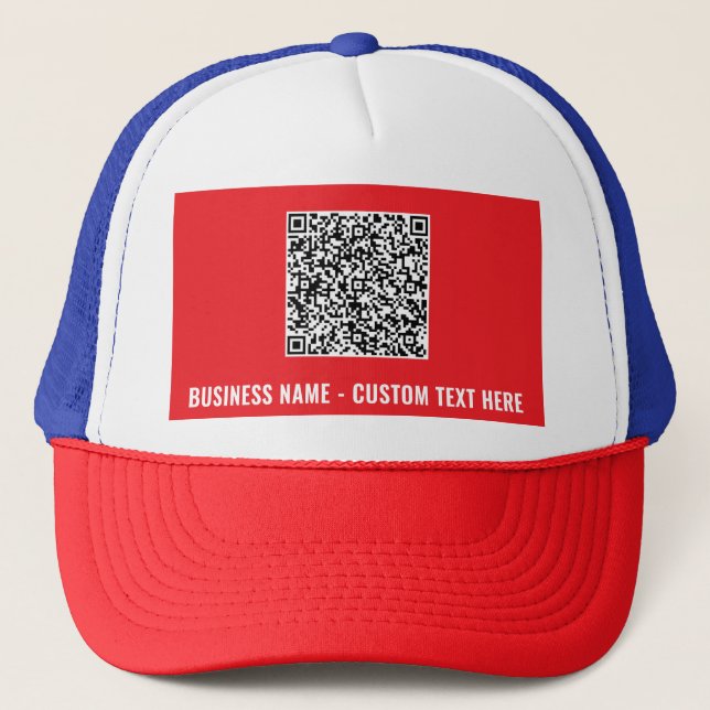 QR Code Business Trucker Hat Custom Text and Colou (Front)