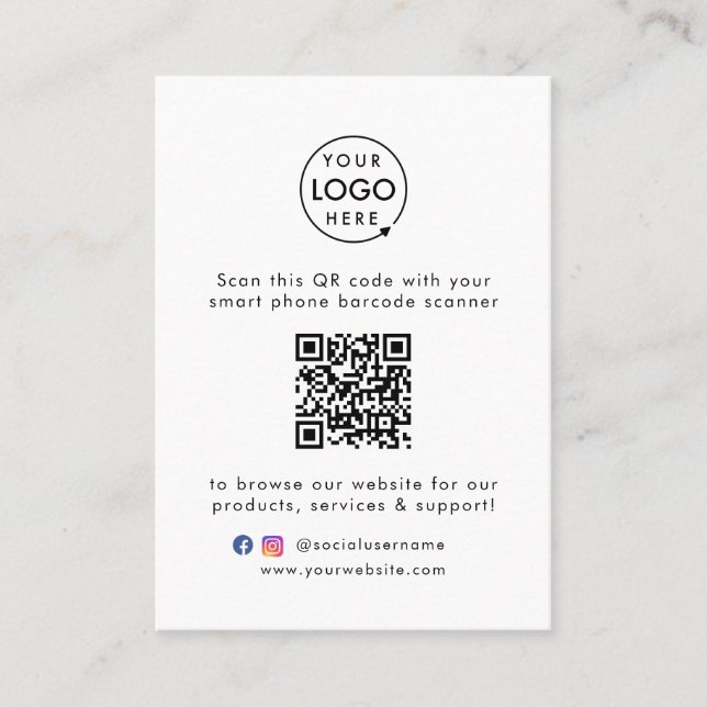 QR Code Business Website Scan Me Social Media Logo Card (Front)