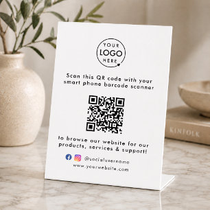 QR Code Business Website Scan Me Social Media Logo Pedestal Sign