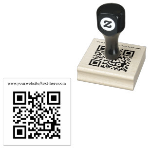 QR Code Business Your Text Modern Minimalist Rubber Stamp