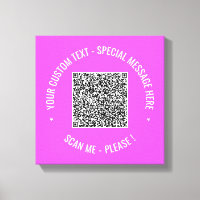 QR Code Canvas Print Scan Info and Custom Text