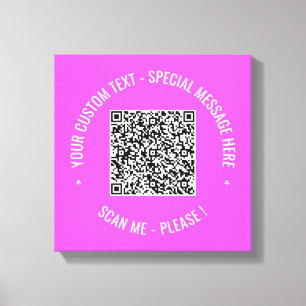 QR Code Canvas Print Scan Info and Custom Text