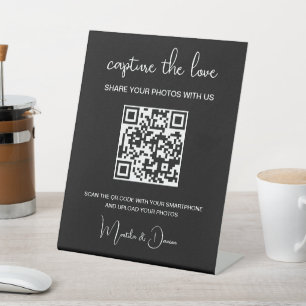 QR Code Capture the Love Wedding Photo Album  Pedestal Sign