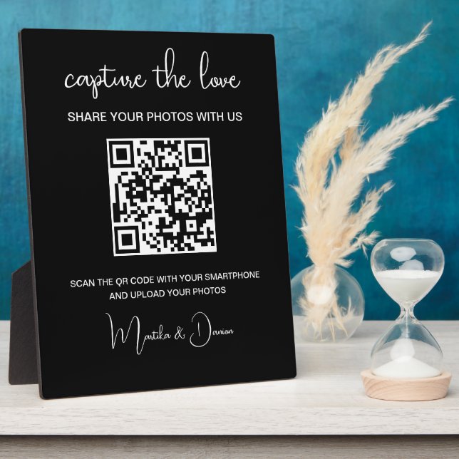 QR Code Capture the Love Wedding Photo Album  Plaque (Side)