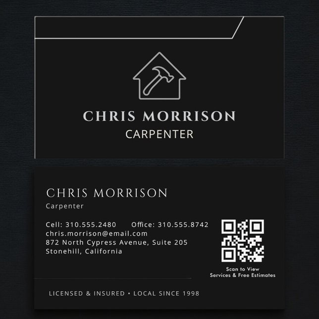 QR Code Carpentry Carpenter  Business Card (Creator Uploaded)