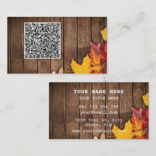 QR Code Carte de visite Automne Feuilles Bois