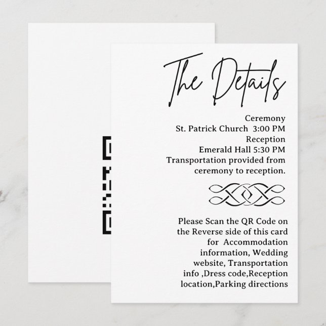 QR Code Celtic Knot Wedding Details Enclosure Card (Front/Back)