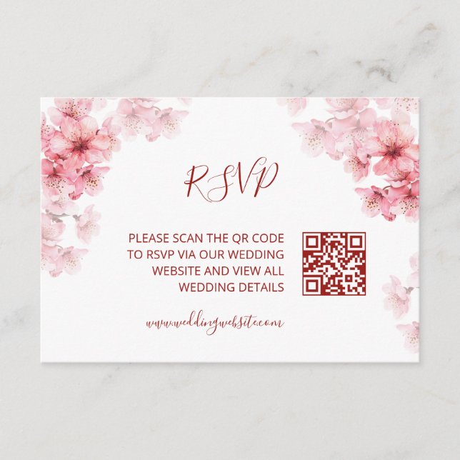 QR Code |  Cherry Blossom RSVP Enclosure Card (Front)