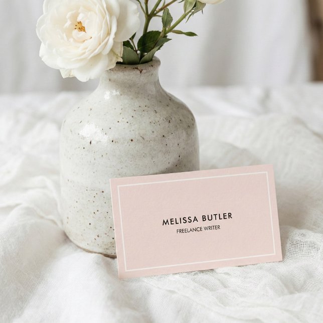 QR Code Classy Minimal Blush Pink Business Card (Creator Uploaded)