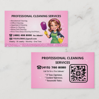 QR Code Cleaning Service Business Card