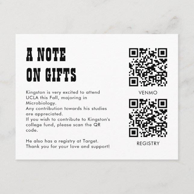 QR Code Collage Fund -cum-Thank You Grad Enclosure Card (Front)