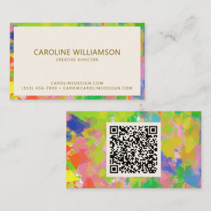 QR Code Colourful Abstract Paint Artist Creative Business Card