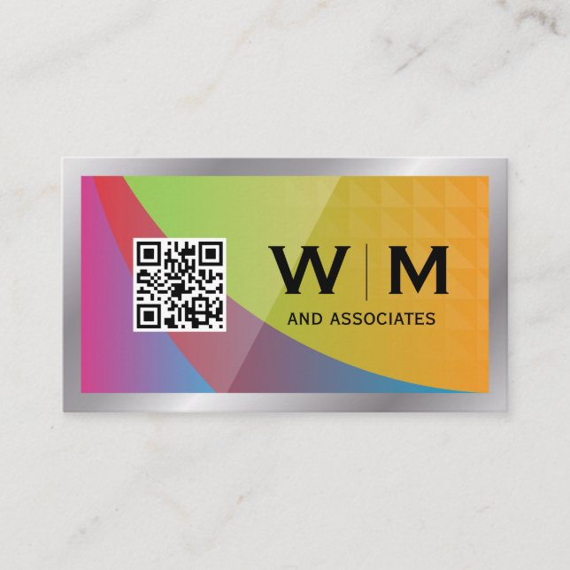 QR Code | Colourful Geometric Background Business Card (Front)