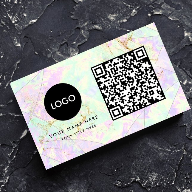 QR Code Colours Gemstone Opal Texture Business Car Business Card (Creator Uploaded)