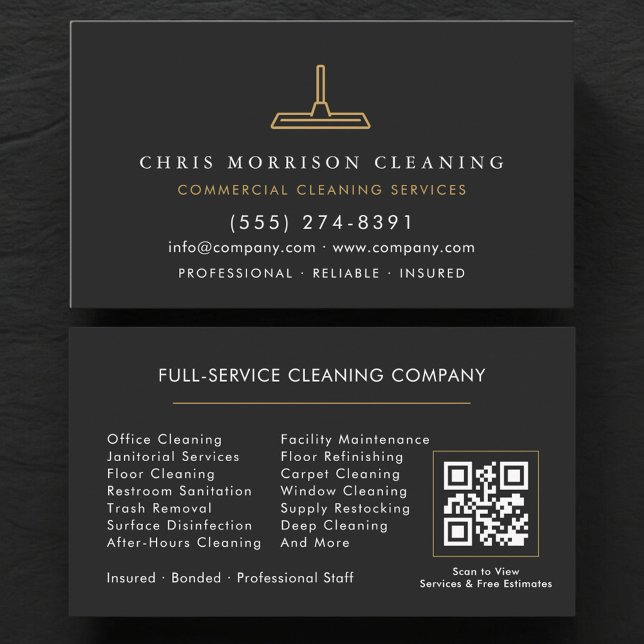 QR Code Commercial Cleaning Business Card (Creator Uploaded)