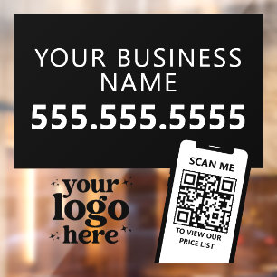 QR Code Company Logo Modern Minimalist Dark Black Window Cling