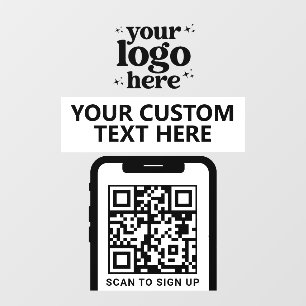 QR Code Company Logo Modern Minimalist White Window Cling