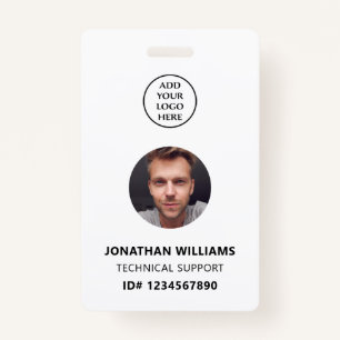 QR Code Company Logo Staff Name Job Title Photo ID Badge