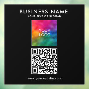 QR Code Company Logo Text Square Simple Template Window Cling