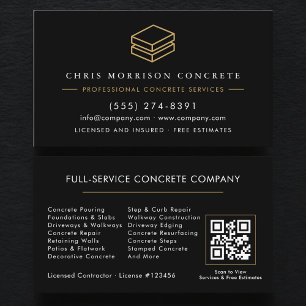 QR Code Concrete & Cement Contractor Company Business Card