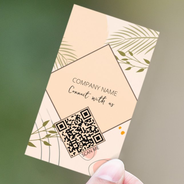 QR Code Connect With Us Boho Business Card (Creator Uploaded)