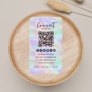 QR Code Connect With Us Iridescent Opal Stylish Business Card
