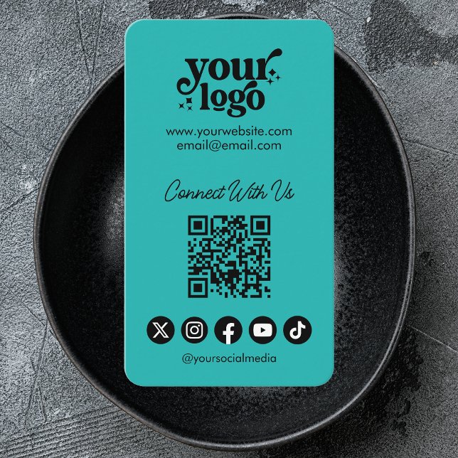 QR Code Connect With Us Social Media Cool Vertical Business Card (Creator Uploaded)