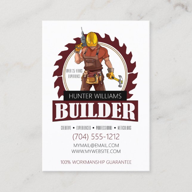 QR Code Construction Builder Professional Vertical Business Card (Front)