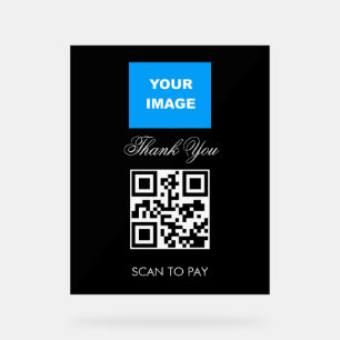 QR Code Contactless Scannable Menu Logo White Acrylic Sign