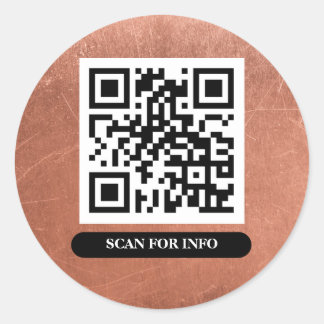 QR Code Copper Bronze Unique Professional Chic Classic Round Sticker