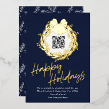 QR code corporate business happy holiday cards