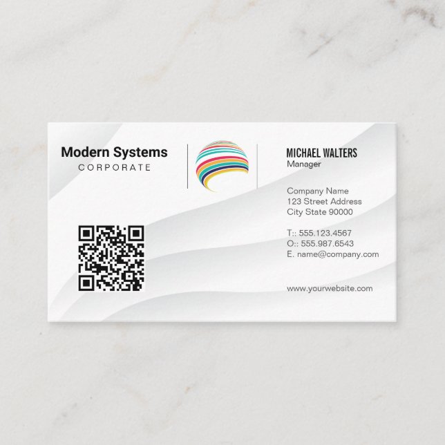 QR Code | Corporate Logo Business Card (Front)