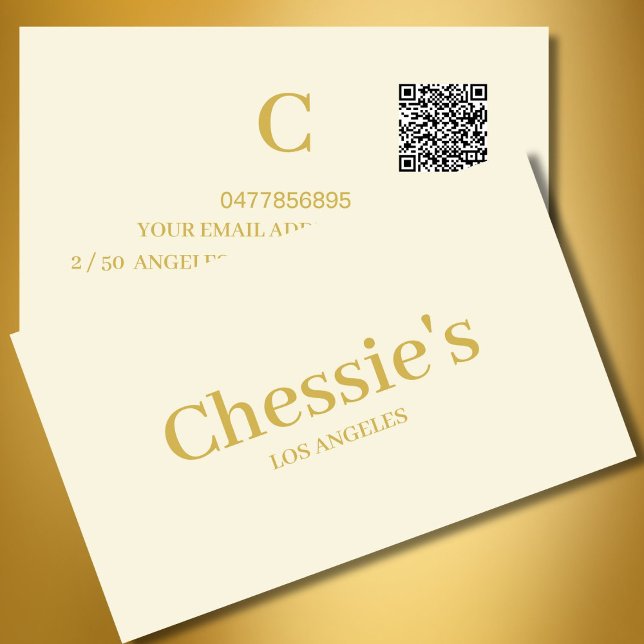  QR Code Cream Simple Minimal Professional   Business Card (Creator Uploaded)