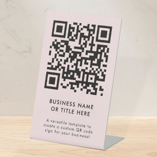 QR Code   Create Your Own Modern Blush Pink Pedestal Sign