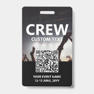 Qr Code Crew Access Pass Custom Event Badge