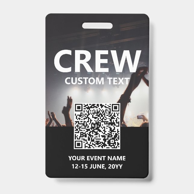 Qr Code Crew Access Pass Custom Event Badge (Front)